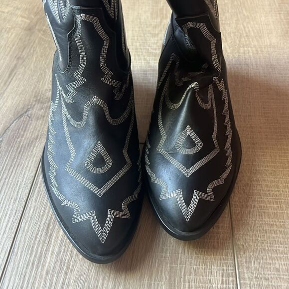 New Free People Toral Cross Your Heart Western Boot Black Leather White US 8 - Picture 6 of 14